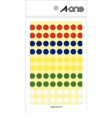 エーワン（A-one）　カラーラベル　9mm丸　アソート