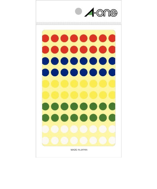 エーワン（A-one）　カラーラベル　9mm丸　アソート