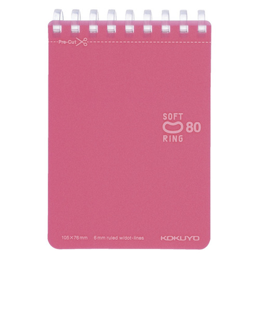 コクヨ（KOKUYO）　ソフトリングメモ　ドット入り罫線　A7変型　80枚　メ－SV378BT－LP　ライトピンク