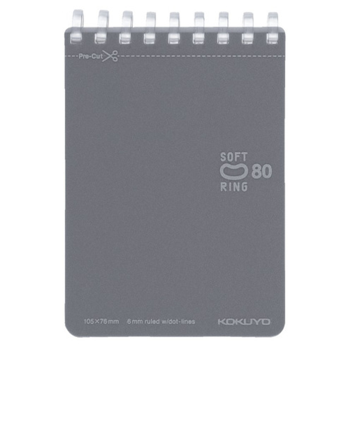 コクヨ（KOKUYO）　ソフトリングメモ　ドット入り罫線　A7変型　80枚　メ－SV378BT－DM　ダークグレー