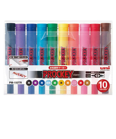 三菱鉛筆　プロッキー　太字角芯／細字丸芯　PM150TR10CN　10色セット