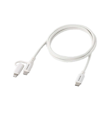 エレコム（ELECOM）　2in1ケーブル（USB　Type-C－USB　Type-C、　Lightning変換）　1m　MPA-CCLAD10WH　ホワイト