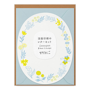 ミドリ（MIDORI）　レターセット　活版　ダイカット　86490006　リース柄　青