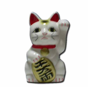 招き猫　左手　白　3号