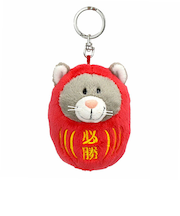 ニキ（NICI）　キーホルダー　ダルマ　グレーキャット　10cm