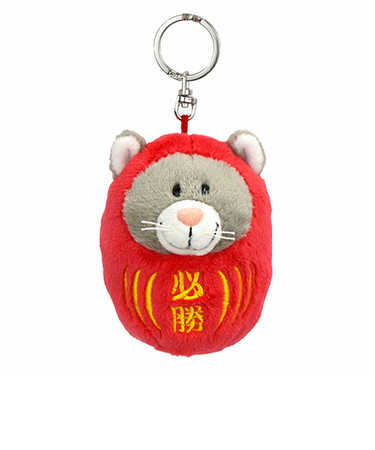 ニキ（NICI）　キーホルダー　ダルマ　グレーキャット　10cm