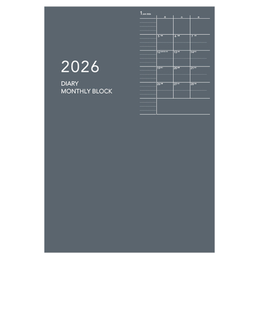 【2026年1月始まり】　ダイゴー　Appoint　ノートシリーズ　A5　マンスリーブロック　E8150　グレー　月曜始まり