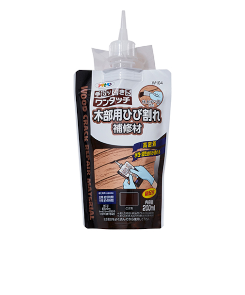 アサヒペン　木部用ひび割れ補修材　200mL　こげ茶