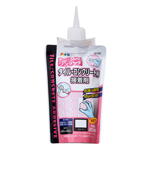 アサヒペン　ワンタッチ　タイル／コンクリート用接着剤　200mL　ホワイト