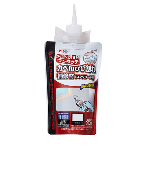 アサヒペン　ワンタッチ　カベ用ひび割れ補修材　コンクリート用　200mL　ホワイト