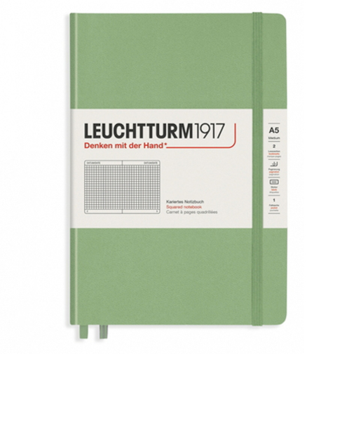 ロイヒトトゥルム1917（LEUCHTTURM1917）　ハードカバー　ミディアム　A5　方眼　361583　セージ