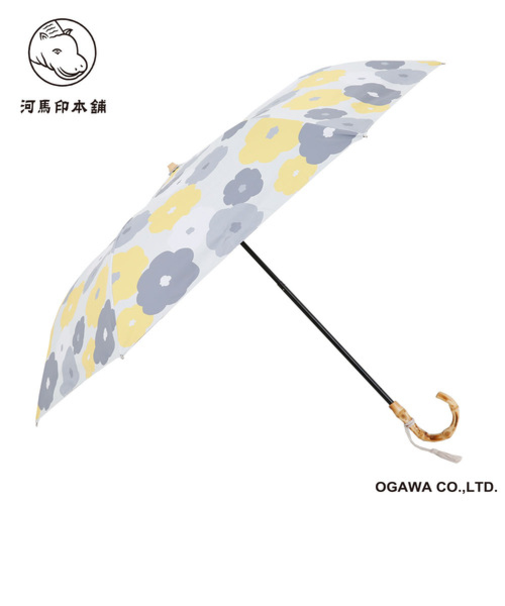 河馬印本舗　晴雨兼用2段折畳傘　花（金糸雀色／かなりあいろ）