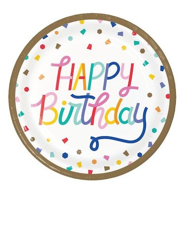 バースデーコンフェティ　ペーパープレート　23cm　368266　8枚入
