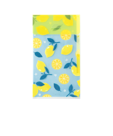 ミドリ（MIDORI）　3ポケットホルダー　A5スリム　フラップ付き　35562　レモン