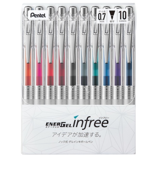 ぺんてる（Pentel）　エナージェル　インフリー　0.7mm　BL77TL－10　10色セット