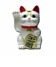 招き猫　右手　白　5号