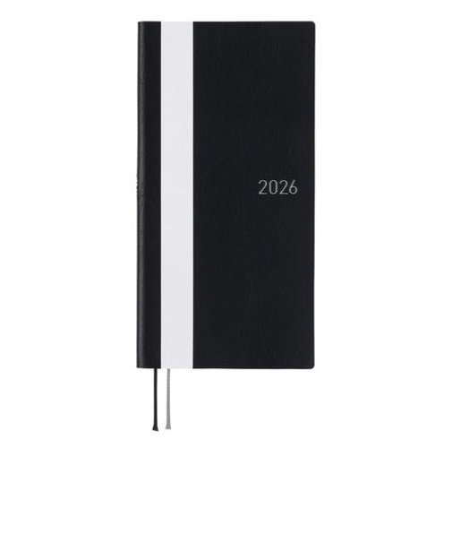 【2026年1月始まり】　ほぼ日　weeks　ホワイトライン　B6スリム　ウィークリーレフト　ブラック　月曜始まり