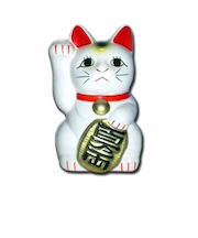 招き猫　右手　白　3号