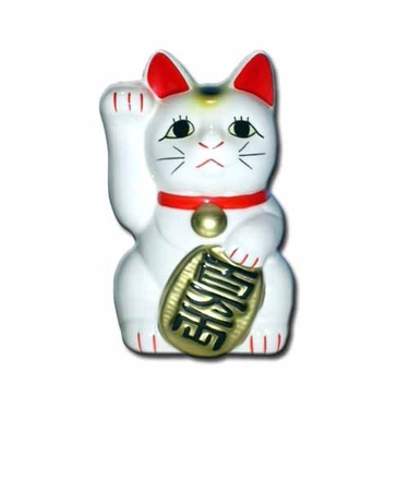 招き猫　右手　白　4号