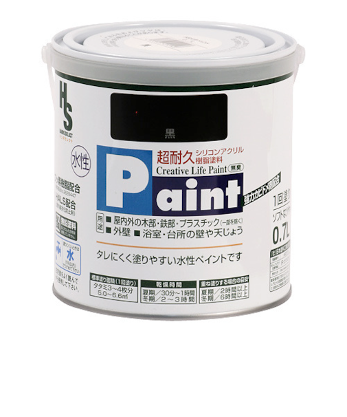 アサヒペン　水性ペイント　0.7L　黒　HS