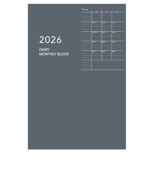 【2026年1月始まり】　ダイゴー　Appoint　ノートシリーズ　A6　マンスリーブロック　E8146　グレー　月曜始まり