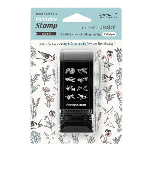 ミドリ（MIDORI）　スタンプ　回転印　ダイヤル　花とトリ柄　35582006