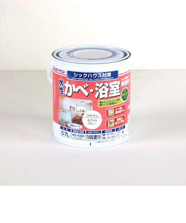 アトム　無臭かべ浴室用塗料　ホワイトグレー　0.7L
