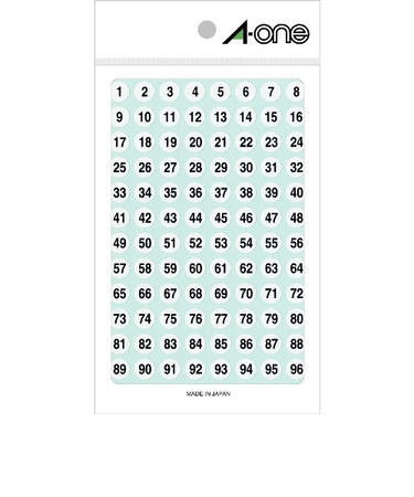 エーワン（A-one）　特殊ラベル　白　数字　9mm