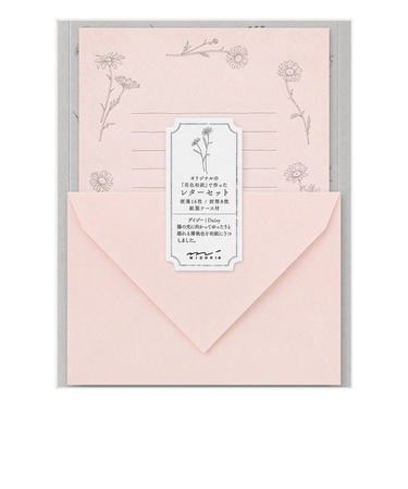 ミドリ（MIDORI）　レターセット　花色和紙　ピンクA　86929006