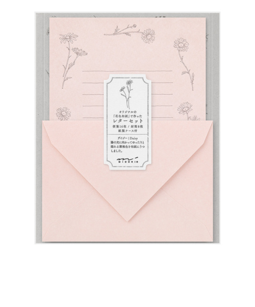 ミドリ（MIDORI）　レターセット　花色和紙　ピンクA　86929006