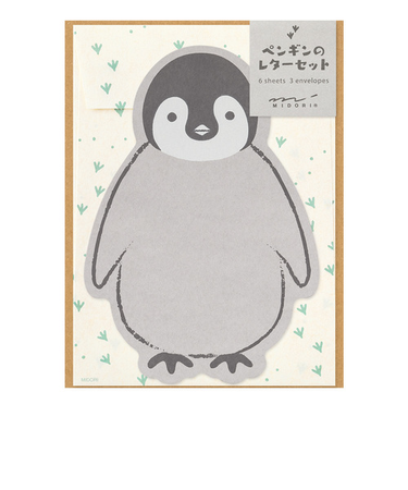 ミドリ（MIDORI）　レターセット　ダイカット　86926006　ペンギン柄