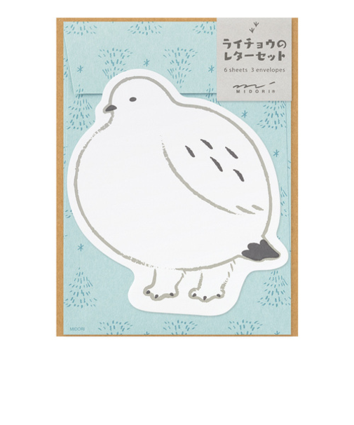 ミドリ（MIDORI）　レターセット　ダイカット　86925006　ライチョウ柄