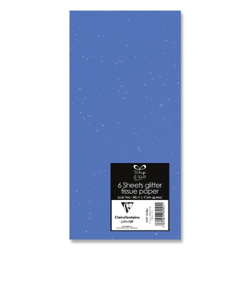 クレールフォンテーヌ（Clairefontaine）　グリッター薄葉紙　cf20910－DB　ブルー　6枚入