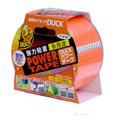アサヒペン　DUCK　強力粘着　多用途　パワーテープ　蛍光オレンジ
