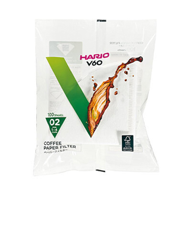 ハリオ（HARIO）　V60用ペーパーフィルターW　02　VCF-02-100W　100枚入