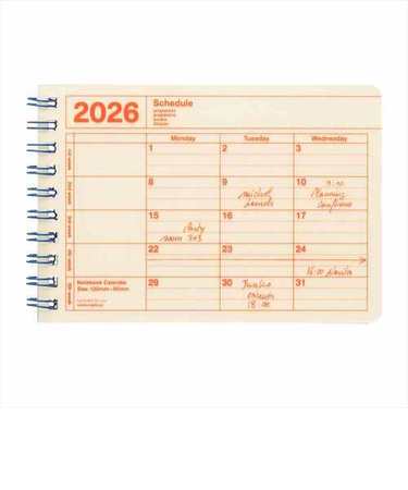 【2026年1月始まり】　マークス（MARK'S）　ノートブックカレンダー　XS　マンスリーブロック　26WDR-NB14-IV　アイボリー　月曜始まり