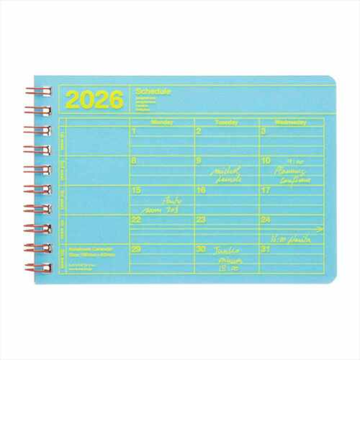 【2026年1月始まり】　マークス（MARK'S）　ノートブックカレンダー　XS　マンスリーブロック　26WDR-NB14-BL　ブルー　月曜始まり