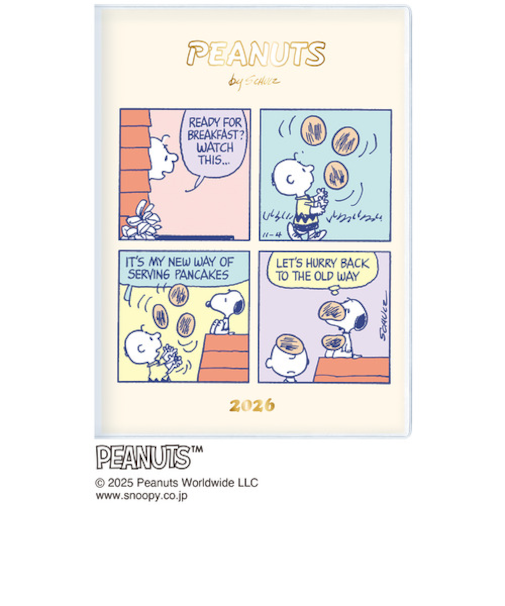 【2026年1月始まり】　アートプリントジャパン（A.P.J.）　ピーナッツ　B6　ウィークリーブロック　W502　コミック　月曜始まり
