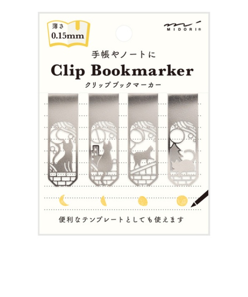 ミドリ（MIDORI）　ブックマーカー　クリップ　43404006　ネコと月柄A
