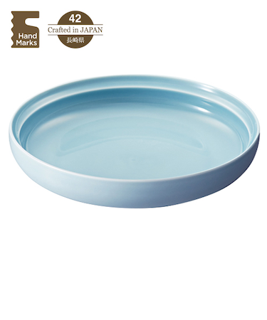 【お買い得】　ハンズオリジナル　Hand　Marks　最後まですくいやすい、カレーのお皿　ブルー