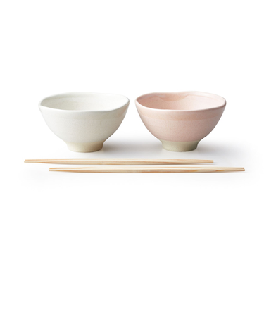 アイトー（aito）　美濃焼　くすみ　茶碗　310mL　0113509　ホワイト／ピンク