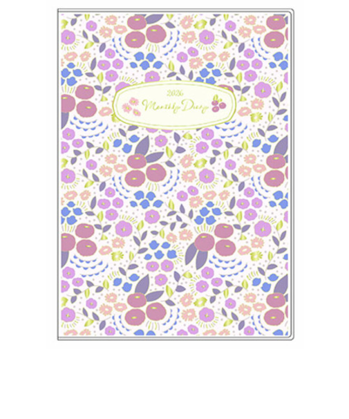 【2025年10月始まり】　アートプリントジャパン（A.P.J.）　エリザベス・オーウェン　A6変型　マンスリーブロック　M120　ピンク　月曜始まり