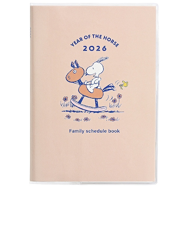 【2025年12月始まり】　クツワ　家族手帳　SNOOPY　B6　マンスリーブロック　657SQC　干支とコミック　日曜始まり