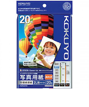 コクヨ（KOKUYO）　インクジェットプリンタ用紙　写真用紙　印画紙原紙　高光沢　2L判　KJ-D122L-20N　20枚