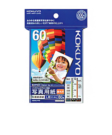 コクヨ（KOKUYO）　インクジェットプリンタ用紙　高光沢　Lサイズ　60枚　KJ－D12L－60