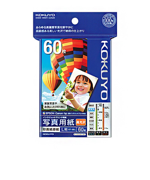 コクヨ（KOKUYO）　インクジェットプリンタ用紙　高光沢　Lサイズ　60枚　KJ－D12L－60