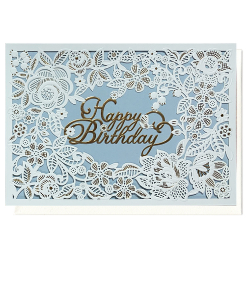 リーフワークカンパニー　バースデーカード　46－002　レースフラワー　ブルー