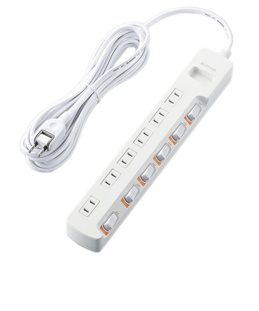 エレコム（ELECOM）　無点灯個別スイッチ付　雷ガードタップ　6個口　5m　T-K5B-2650WH　ホワイト