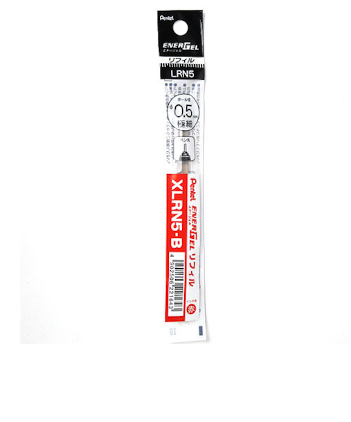 ぺんてる（Pentel）　ジェルボールペン替芯　0.5mm　XLRN5-B　赤