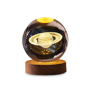 日本トラストテクノロジー（JTT）　3Dクリスタルボールライト　COSMIC　3Dアート　CRYBALL-ST-WA　サターン　電球色